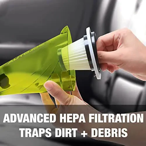 Auto Joe ATJ-V501 12-Volt Portable Car Vacuum Cleaner w/16-Foot Cable, Interior Auto Detailing Accessory Kit, HEPA Filter x2 and Storage Bag, Green - 9