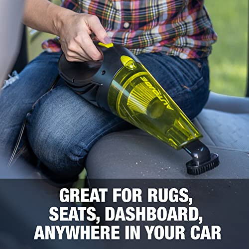 Auto Joe ATJ-V501 12-Volt Portable Car Vacuum Cleaner w/16-Foot Cable, Interior Auto Detailing Accessory Kit, HEPA Filter x2 and Storage Bag, Green - 8