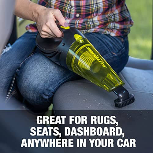 Auto Joe ATJ-V501 12-Volt Portable Car Vacuum Cleaner w/16-Foot Cable, Interior Auto Detailing Accessory Kit, HEPA Filter x2 and Storage Bag, Green - 8
