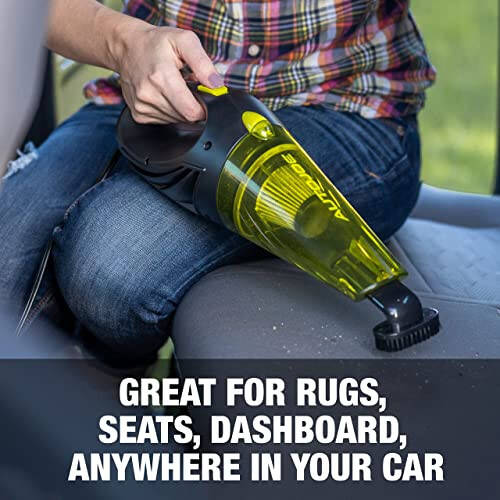Auto Joe ATJ-V501 12-Volt Portable Car Vacuum Cleaner w/16-Foot Cable, Interior Auto Detailing Accessory Kit, HEPA Filter x2 and Storage Bag, Green - 2