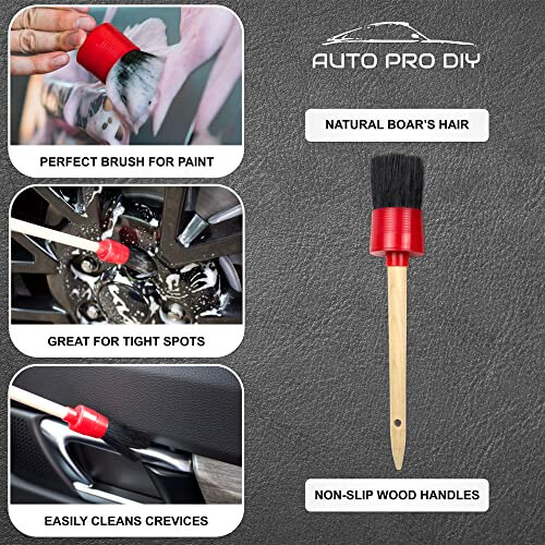 AUTO PRO DIY 11 Parça Araba Detaylı Temizlik Seti - Araba Tekerlekleri, Dış, İç Temizlik Malzemeleri - Domuz Kılı, Paslanmaz Çelik Tel, Toz Fırçaları - 3