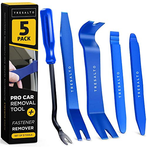 Auto Trim Removal Tool Kit - 5pcs (No Scratch Plastic Pry Kit), Door Panel Removal Tool, Car Clips, Push Rivets, Molding, Dashboards, Interior Trim Tools, Blue, Plastic Pry Tool Kit Auto - 8