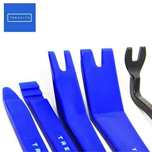 Auto Trim Removal Tool Kit - 5pcs (No Scratch Plastic Pry Kit), Door Panel Removal Tool, Car Clips, Push Rivets, Molding, Dashboards, Interior Trim Tools, Blue, Plastic Pry Tool Kit Auto - 9