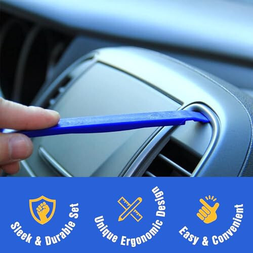 Auto Trim Removal Tool Kit - 5pcs (No Scratch Plastic Pry Kit), Door Panel Removal Tool, Car Clips, Push Rivets, Molding, Dashboards, Interior Trim Tools, Blue, Plastic Pry Tool Kit Auto - 13