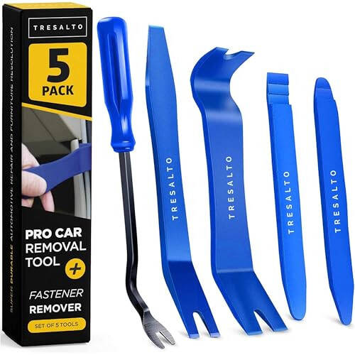 Auto Trim Removal Tool Kit - 5pcs (No Scratch Plastic Pry Kit), Door Panel Removal Tool, Car Clips, Push Rivets, Molding, Dashboards, Interior Trim Tools, Blue, Plastic Pry Tool Kit Auto - 1