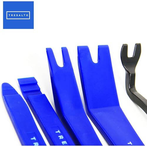 Auto Trim Removal Tool Kit - 5pcs (No Scratch Plastic Pry Kit), Door Panel Removal Tool, Car Clips, Push Rivets, Molding, Dashboards, Interior Trim Tools, Blue, Plastic Pry Tool Kit Auto - 7