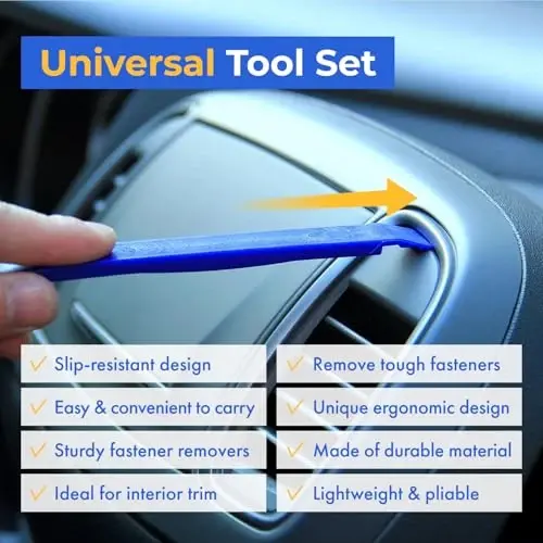 Auto Trim Removal Tool Kit - 5pcs (No Scratch Plastic Pry Kit), Door Panel Removal Tool, Car Clips, Push Rivets, Molding, Dashboards, Interior Trim Tools, Blue, Plastic Pry Tool Kit Auto - 4