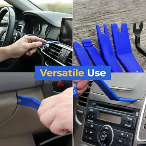 Auto Trim Removal Tool Kit - 5pcs (No Scratch Plastic Pry Kit), Door Panel Removal Tool, Car Clips, Push Rivets, Molding, Dashboards, Interior Trim Tools, Blue, Plastic Pry Tool Kit Auto - 1