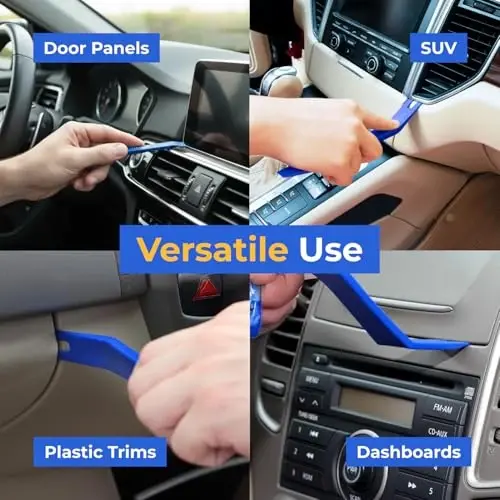 Auto Trim Removal Tool Set - 12pcs (No Scratch Plastic Pry Kit) - Auto Trim Car Tools, Easy Door Panel Removal Tool for Fastener, Clip, Molding, Dashboards, Interior Tools - 6