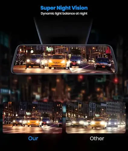 AUTO-VOX T9PRO OEM Orqa Ko'rinish Ko'zgu Kamerasi Ajratiladigan Old Lens bilan, 9.35'' To'liq Laminatlangan Sensorli Ekran Ko'zgu Dash Cam Old va Orqa Glaresiz, Super Kechasi Ko'rish Zaxira Kamerasi Avtomobil/Yuk mashinasi uchun - 4