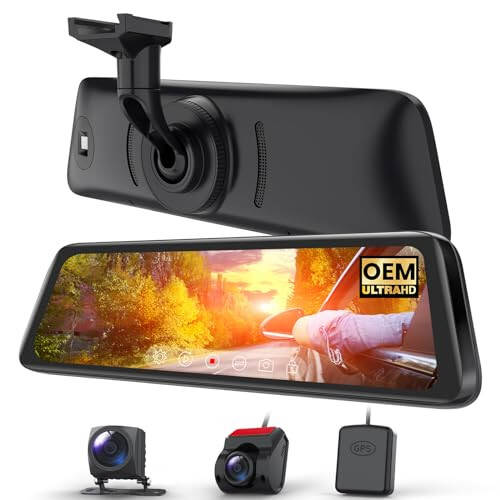 AUTO-VOX T9PRO OEM Orqa Ko'rinish Ko'zgu Kamerasi Ajratiladigan Old Lens bilan, 9.35'' To'liq Laminatlangan Sensorli Ekran Ko'zgu Dash Cam Old va Orqa Glaresiz, Super Kechasi Ko'rish Zaxira Kamerasi Avtomobil/Yuk mashinasi uchun - 1