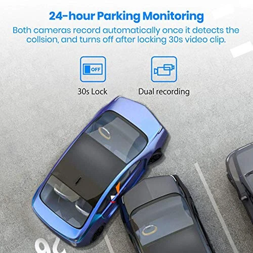 AUTO-VOX V5PRO 1080P 9.35'' OEM Orqa Ko'rinish oynasi kamerasi, To'liq laminatlangan ultra yupqa sensorli oyna Dash kamerasi Old va Orqa oynada yorug'liksiz, Super tungi ko'rish Avtomobil orqa kamera oynasi - 6