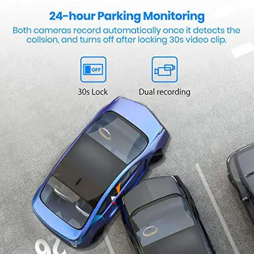 AUTO-VOX V5PRO 1080P 9.35'' OEM Orqa Ko'rinish oynasi kamerasi, To'liq laminatlangan ultra yupqa sensorli oyna Dash kamerasi Old va Orqa oynada yorug'liksiz, Super tungi ko'rish Avtomobil orqa kamera oynasi - 6