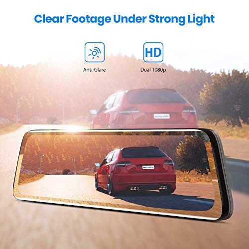 AUTO-VOX V5PRO 1080P 9.35'' OEM Orqa Ko'rinish oynasi kamerasi, To'liq laminatlangan ultra yupqa sensorli oyna Dash kamerasi Old va Orqa oynada yorug'liksiz, Super tungi ko'rish Avtomobil orqa kamera oynasi - 2