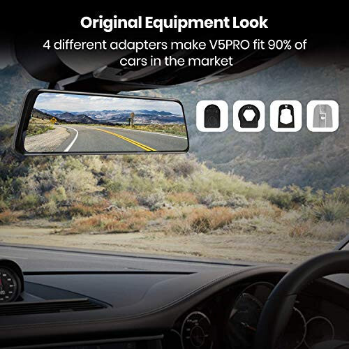 AUTO-VOX V5PRO 1080P 9.35'' OEM Orqa Ko'rinish oynasi kamerasi, To'liq laminatlangan ultra yupqa sensorli oyna Dash kamerasi Old va Orqa oynada yorug'liksiz, Super tungi ko'rish Avtomobil orqa kamera oynasi - 4