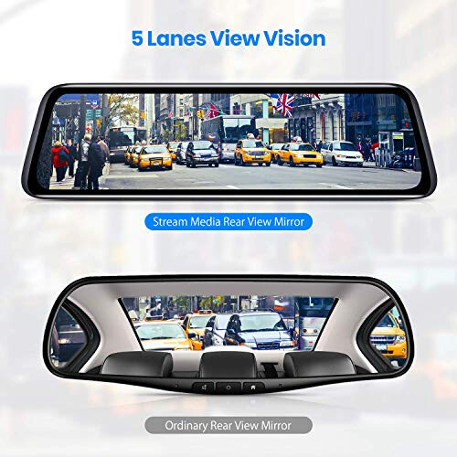 AUTO-VOX V5PRO 1080P 9.35'' OEM Orqa Ko'rinish oynasi kamerasi, To'liq laminatlangan ultra yupqa sensorli oyna Dash kamerasi Old va Orqa oynada yorug'liksiz, Super tungi ko'rish Avtomobil orqa kamera oynasi - 5