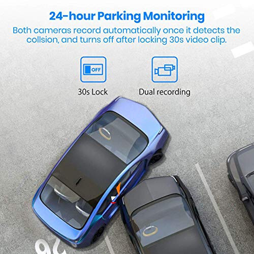 AUTO-VOX V5PRO 1080P 9.35'' OEM Orqa Ko'rinish oynasi kamerasi, To'liq laminatlangan ultra yupqa sensorli oyna Dash kamerasi Old va Orqa oynada yorug'liksiz, Super tungi ko'rish Avtomobil orqa kamera oynasi - 6