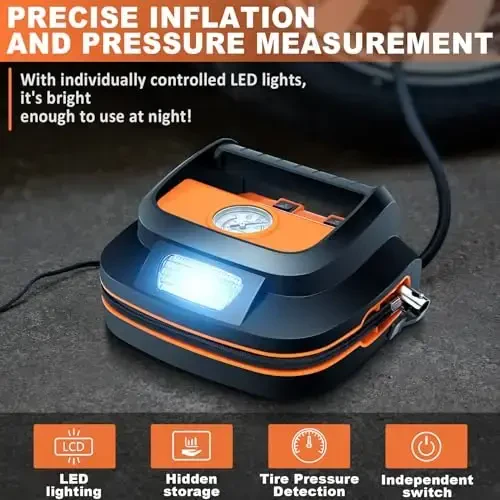 AUTODECO 131 Pieces Car Emergency Safety Kit Bag with Air Compressor Jumper Cable Tire Pressure Gauge Roadside Emergency Car Kit for Vehicles - 5