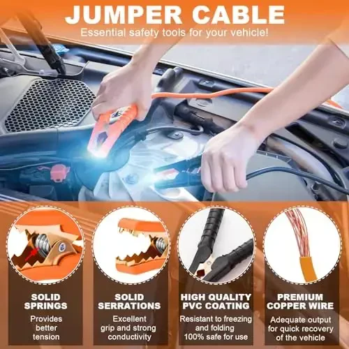 AUTODECO 131 Pieces Car Emergency Safety Kit Bag with Air Compressor Jumper Cable First Aid Kit Tire Pressure Gauge Roadside Emergency Car Kit for Vehicles - 2