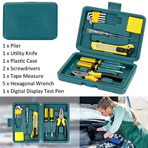 AUTODECO 131 Pieces Car Emergency Safety Kit Bag with Air Compressor Jumper Cable First Aid Kit Tire Pressure Gauge Roadside Emergency Car Kit for Vehicles - 4