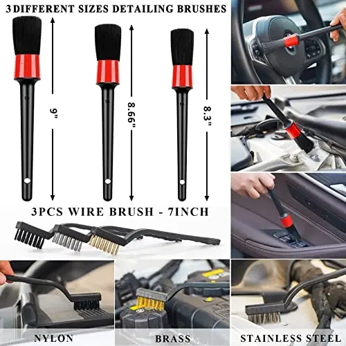 AUTODECO 20Pcs Avtomobilni tozalash yuvish to'plami Yuqori quvvatli qo'lda ishlaydigan changyutgich, cho'tka to'plami, Oyna tozalagich, chang yutgich, sochiqlar, to'liq avtomobilni parvarishlash vositalari, ko'k bilan ichki detallarni tozalash to'plami - 5