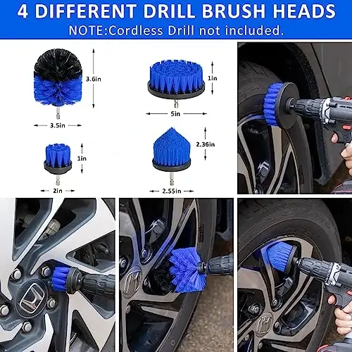 AUTODECO 27Pcs Car Detailing Brush Set, Car Detailing Kit, Auto Detailing Drill Brush Set, Car Detailing Brushes, Car Wash Cleaning Tools Kit for Interior, Exterior, Wheels, Blue - 2