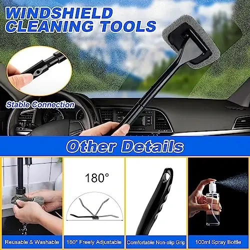 AUTODECO 27Pcs Avtomobilni detallash cho'tkasi to'plami, Avtomobilni detallash to'plami, Avtomobilni detallash burg'usi cho'tkasi to'plami, Avtomobilni detallash cho'tkalari, Ichki, tashqi, g'ildiraklar uchun avtomobil yuvish tozalash vositalari to'plami, Moviy - 4