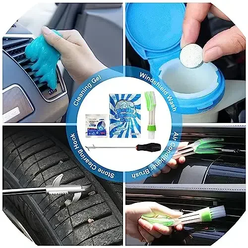 AUTODECO 30Pcs Car Detailing Brush Set, Car Detailing Kit, Auto Detailing Drill Brush Set, Car Detailing Brushes, Car Wash Cleaning Tools Kit for Interior, Exterior, Wheels, Blue - 5