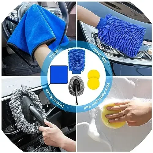 AUTODECO 30Pcs Car Detailing Brush Set, Car Detailing Kit, Auto Detailing Drill Brush Set, Car Detailing Brushes, Car Wash Cleaning Tools Kit for Interior, Exterior, Wheels, Blue - 6