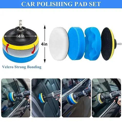 AUTODECO 34Pcs Car Detailing Brush Set, Car Detailing Kit, Auto Detailing Drill Brush Set, Car Detailing Brushes, Car Wash Cleaning Tools Kit for Interior, Exterior, Wheels, Blue - 3