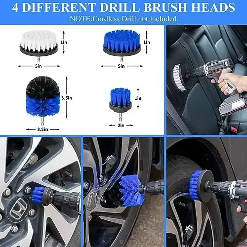 AUTODECO 34Pcs Car Detailing Brush Set, Car Detailing Kit, Auto Detailing Drill Brush Set, Car Detailing Brushes, Car Wash Cleaning Tools Kit for Interior, Exterior, Wheels, Blue - 2