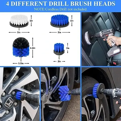 AUTODECO 34Pcs Car Detailing Brush Set, Car Detailing Kit, Auto Detailing Drill Brush Set, Car Detailing Brushes, Car Wash Cleaning Tools Kit for Interior, Exterior, Wheels, Blue - 2