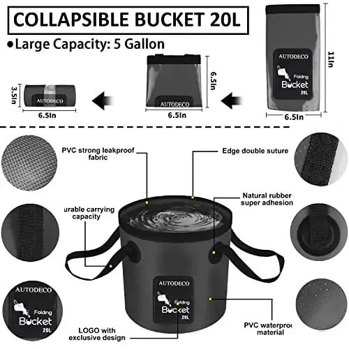 AUTODECO 35Pcs Car Wash Detailing Kit Cleaning Kits with Foam Gun Sprayer Collapsible Bucket Brush Large Wash Mitt Towels Complete Interior Exterior Car Washing Supply Set Black - 4