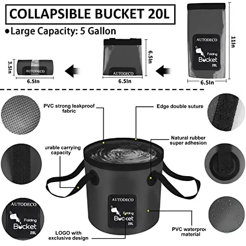 AUTODECO 35Pcs Car Wash Detailing Kit Cleaning Kits with Foam Gun Sprayer Collapsible Bucket Brush Large Wash Mitt Towels Complete Interior Exterior Car Washing Supply Set Black - 4