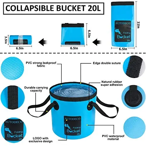 AUTODECO 35Pcs Car Wash Detailing Kit Cleaning Kits with Foam Gun Sprayer Collapsible Bucket Brush Large Wash Mitt Towels Complete Interior Exterior Car Washing Supply Set Blue - 6
