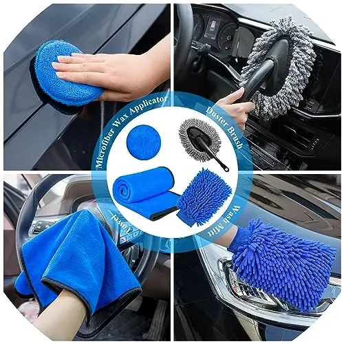 AUTODECO 37Pcs Car Detailing Brush Set, Car Detailing Kit, Auto Detailing Drill Brush Set, Car Detailing Brushes, Car Wash Cleaning Tools Kit with Car Vacuum for Interior, Exterior, Wheels, Blue - 6