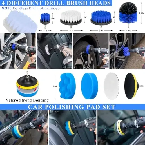 AUTODECO 38Pcs Car Wash Detailing Kit Cleaning Kits with Foam Gun Sprayer Collapsible Bucket Drill Brush Large Wash Mitt Towels Complete Interior Exterior Car Washing Supply Set Blue - 4