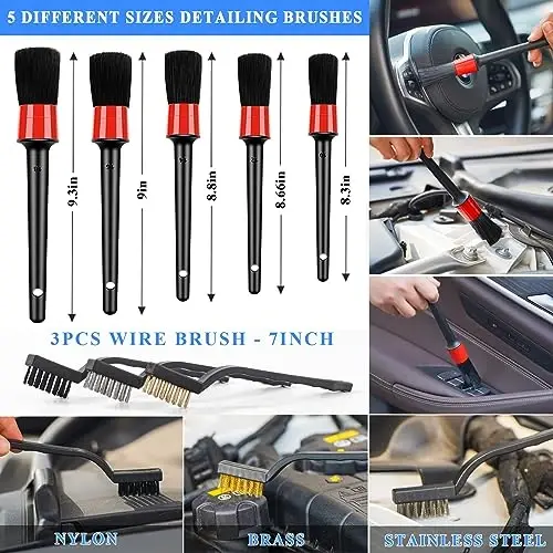 AUTODECO 38Pcs Car Wash Detailing Kit Cleaning Kits with Foam Gun Sprayer Collapsible Bucket Drill Brush Large Wash Mitt Towels Complete Interior Exterior Car Washing Supply Set Blue - 6