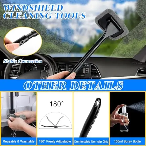 AUTODECO 38Pcs Car Wash Detailing Kit Cleaning Kits with Foam Gun Sprayer Collapsible Bucket Drill Brush Large Wash Mitt Towels Complete Interior Exterior Car Washing Supply Set Blue - 5