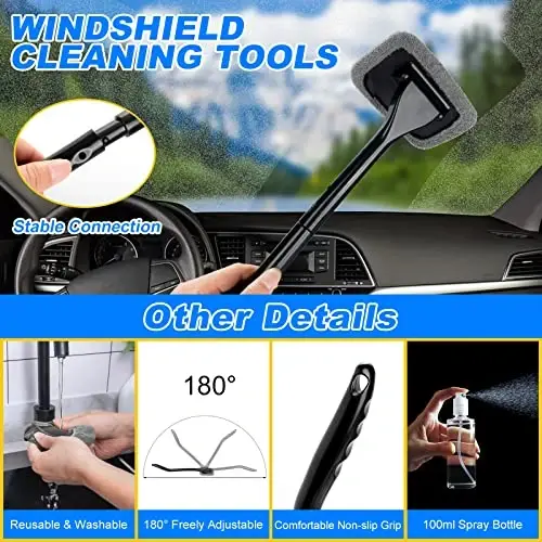 AUTODECO 39Pcs Car Cleaning Wash Kit Interior Detailing Cleaner Kit with High Power Handheld Vacuum, Brush Set, Windshield Tool, Duster, Towels, Tire Brush, Complete Car Care Tools, Blue - 3