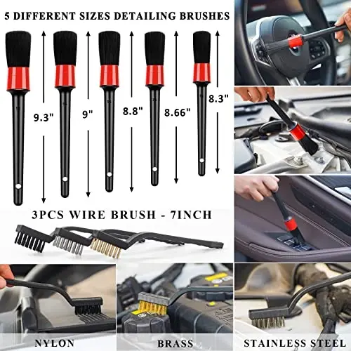 AUTODECO 39Pcs Car Cleaning Wash Kit Interior Detailing Cleaner Kit with High Power Handheld Vacuum, Brush Set, Windshield Tool, Duster, Towels, Tire Brush, Complete Car Care Tools, Blue - 4