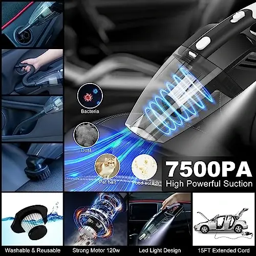 AUTODECO 40Pcs Car Wash Detailing Kit Cleaning Kits with Foam Gun Sprayer Vacuum with Long Cord Drill Brush Large Wash Mitt Towels Complete Interior Exterior Car Washing Supply Set Black - 1