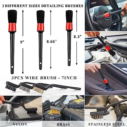 AUTODECO 40Pcs Car Wash Detailing Kit Cleaning Kits with Foam Gun Sprayer Vacuum with Long Cord Drill Brush Large Wash Mitt Towels Complete Interior Exterior Car Washing Supply Set Black - 4