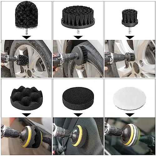 AUTODECO 40Pcs Car Wash Detailing Kit Cleaning Kits with Foam Gun Sprayer High Power Handheld Vacuum Drill Brush Large Wash Mitt Towels Complete Interior Exterior Car Washing Supply Set Black - 3