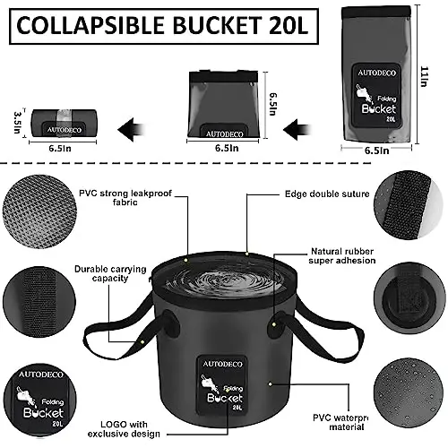 AUTODECO 41Pcs Car Cleaning Wash Kit Interior Detailing Cleaner Kit with High Power Handheld Vacuum, Collapsible Bucket, Windshield Tool, Snow Shovel, Tire Brush, Complete Car Care Tools, Black - 4