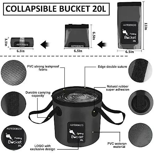 AUTODECO 41Pcs Car Cleaning Wash Kit Interior Detailing Cleaner Kit with High Power Handheld Vacuum, Collapsible Bucket, Windshield Tool, Snow Shovel, Tire Brush, Complete Car Care Tools, Black - 4