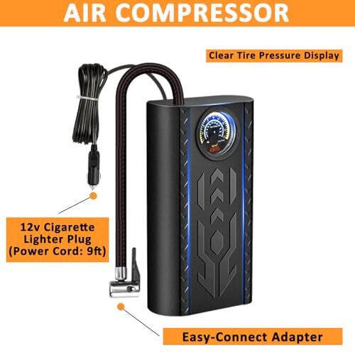 AUTODECO 98 PCS йўл четидаги автомобилдаги favqulodda yordam koʻrsatish toʻplami, unda quyidagilar bor: koʻchma havo kompressori, yordamchi simlari, xavfsizlik bolgʻasi, koʻp funksiyali pense asboblari toʻplami (toʻq sariq) - 2