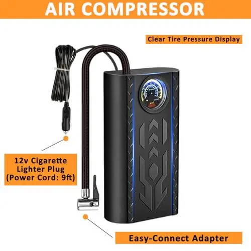 AUTODECO 98 PCS йўл четидаги автомобилдаги favqulodda yordam koʻrsatish toʻplami, unda quyidagilar bor: koʻchma havo kompressori, yordamchi simlari, xavfsizlik bolgʻasi, koʻp funksiyali pense asboblari toʻplami (toʻq sariq) - 2