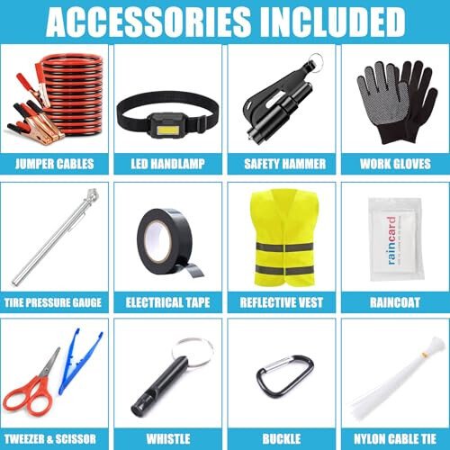 AUTODECO Car Roadside Emergency Kit, Portable Car Safety Kit Car Kits for Emergency, Black - AUTODECO