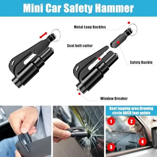 AUTODECO Car Roadside Emergency Kit, Car Safety Kit for Men Portable Car Kits for Emergency, Pink - 6